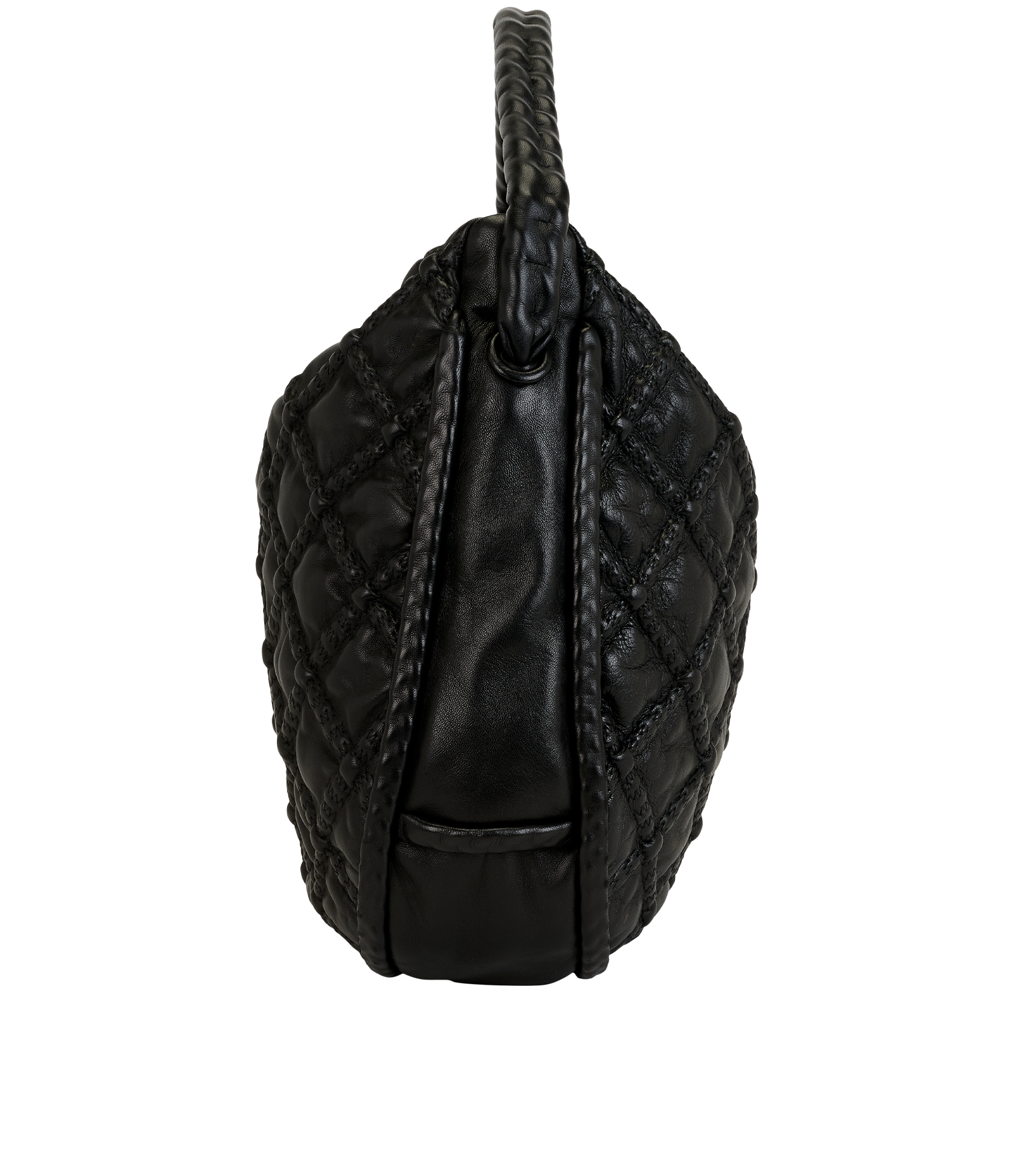 Quilted Hobo, &pound;1,200, Handbags, Black, Leather, Side view